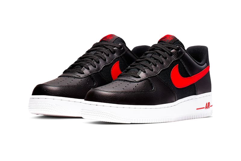 ナイキ　レザー　メッシュ　スニーカー　Nike Mixes Leather and Mesh on New Air Force 1s black red white volt grey blue release info images price footwear