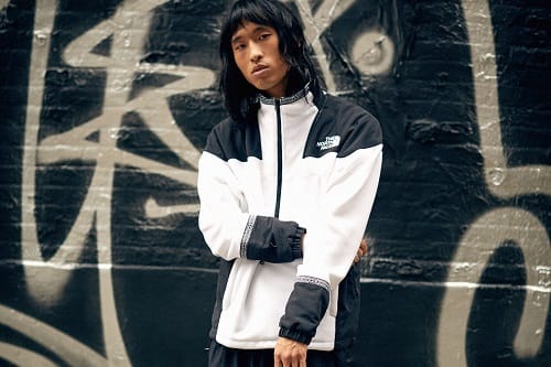 north face windbreaker white and black