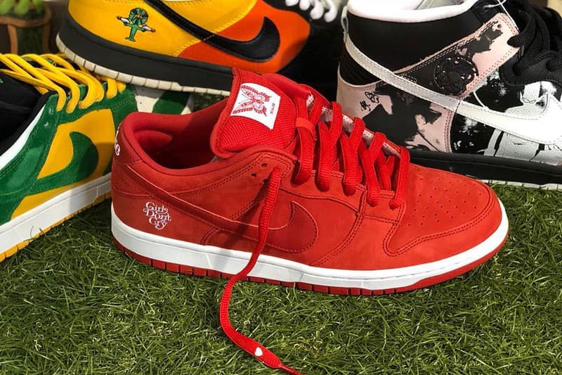 ガールズドントクライ ナイキ ダンク Girls Don't Cry Nike SB Dunk Low VERDY ヴェルディ コラボレーション スケート スケーター Skate Video teaser february 9 2019 release date info buy red colorway skating on foot