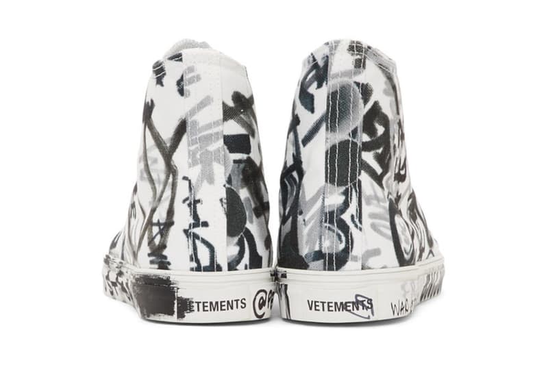 ヴェトモン デムナ Vetements Georgian Graffiti Low & High-Top Sneakers made in Italy white black "fuck war" "war is terrorism" "just say no" 