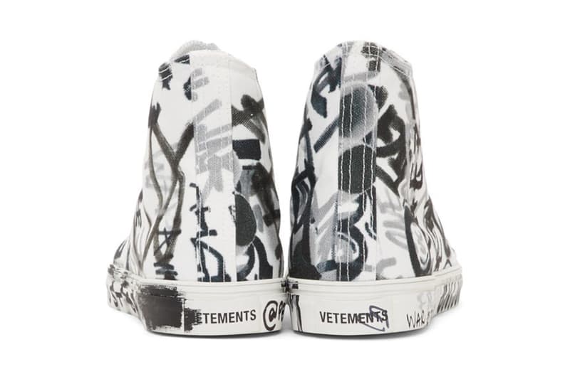ヴェトモン デムナ Vetements Georgian Graffiti Low & High-Top Sneakers made in Italy white black "fuck war" "war is terrorism" "just say no"