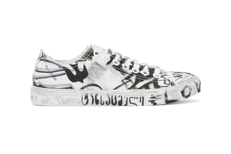 ヴェトモン デムナ Vetements Georgian Graffiti Low & High-Top Sneakers made in Italy white black "fuck war" "war is terrorism" "just say no" 