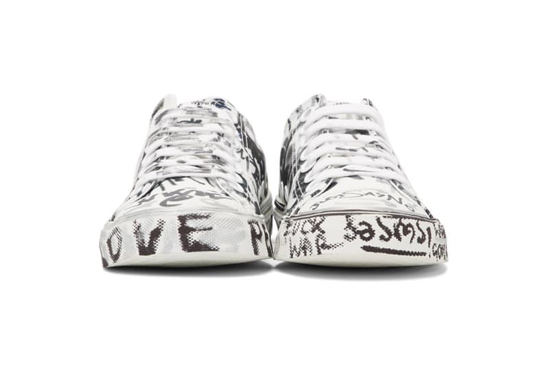 ヴェトモン デムナ Vetements Georgian Graffiti Low & High-Top Sneakers made in Italy white black "fuck war" "war is terrorism" "just say no" 