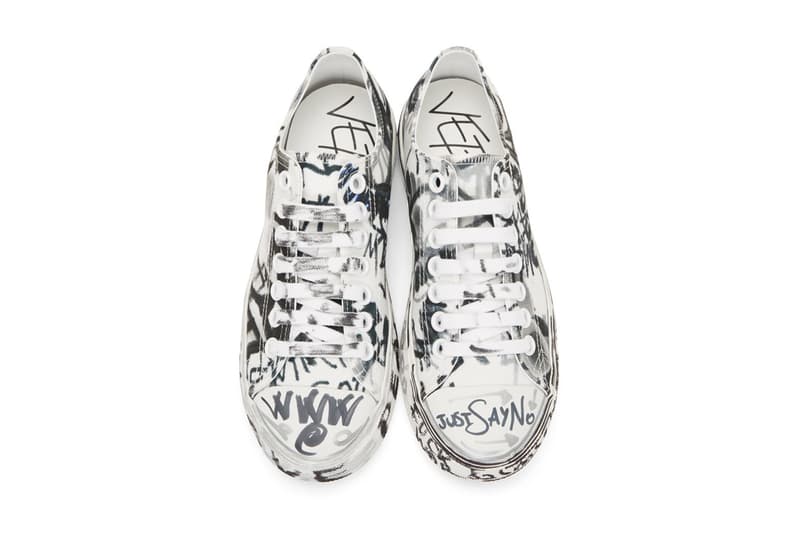 ヴェトモン デムナ Vetements Georgian Graffiti Low & High-Top Sneakers made in Italy white black "fuck war" "war is terrorism" "just say no" 