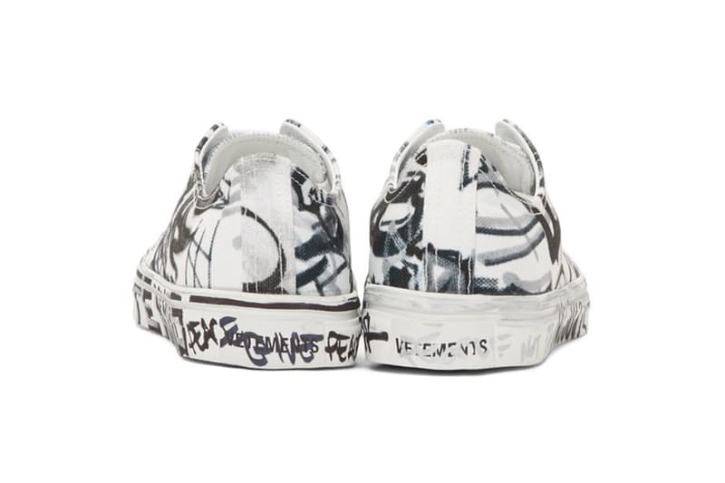ヴェトモン デムナ Vetements Georgian Graffiti Low & High-Top Sneakers made in Italy white black "fuck war" "war is terrorism" "just say no"