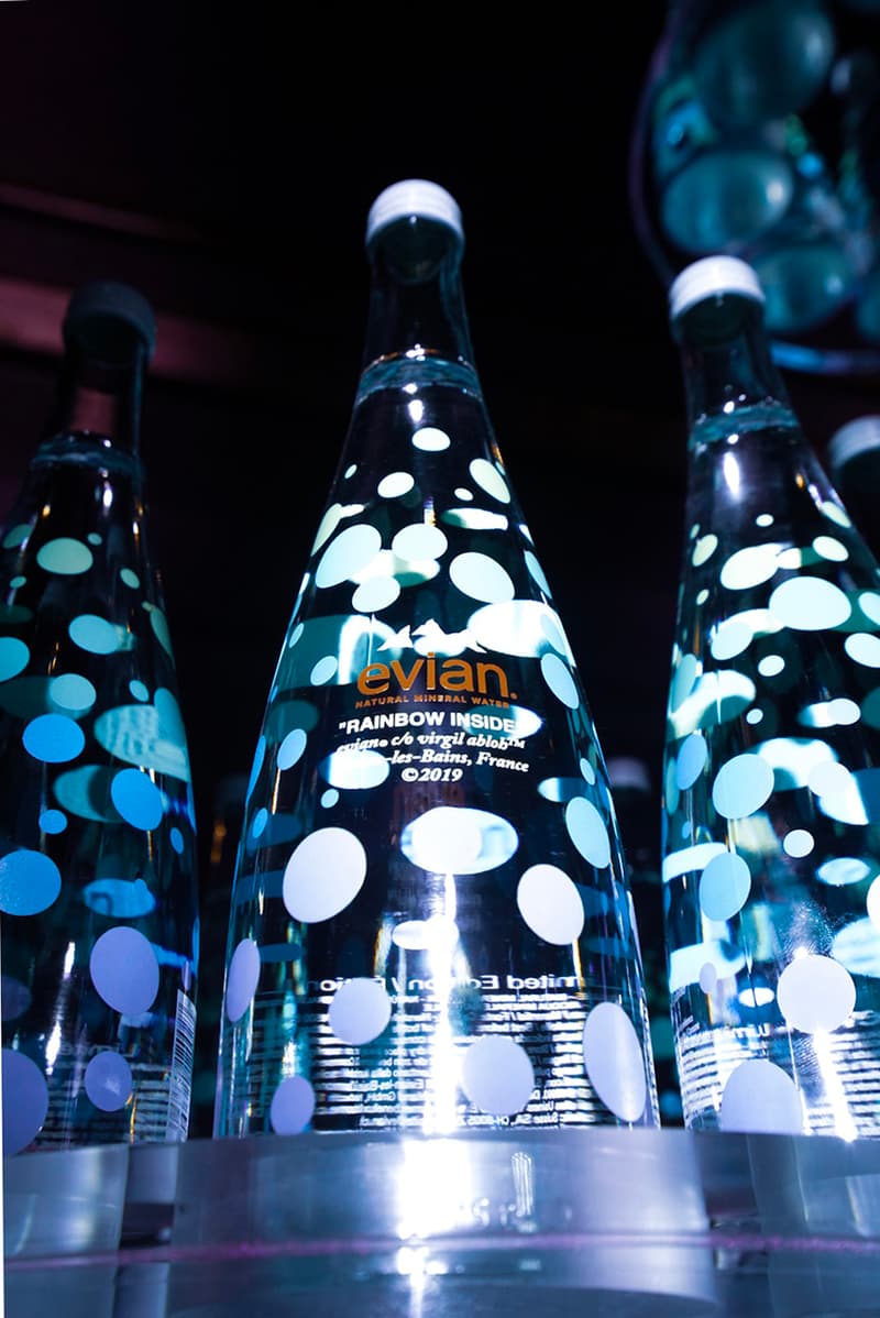 ヴァージル・アブロー エビアン virgil abloh evian water launch party one drop can make a rainbow inside bottle somos release drop buy sale france paris dj set