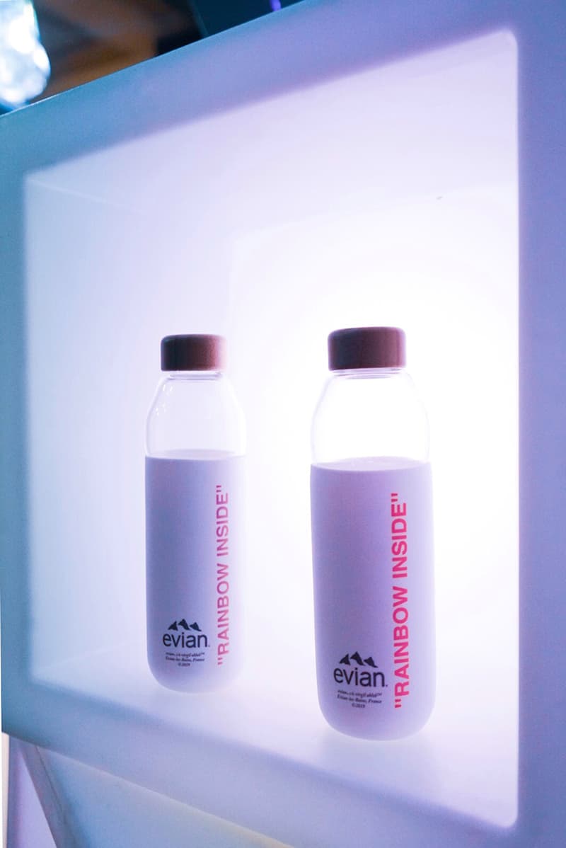 ヴァージル・アブロー エビアン virgil abloh evian water launch party one drop can make a rainbow inside bottle somos release drop buy sale france paris dj set