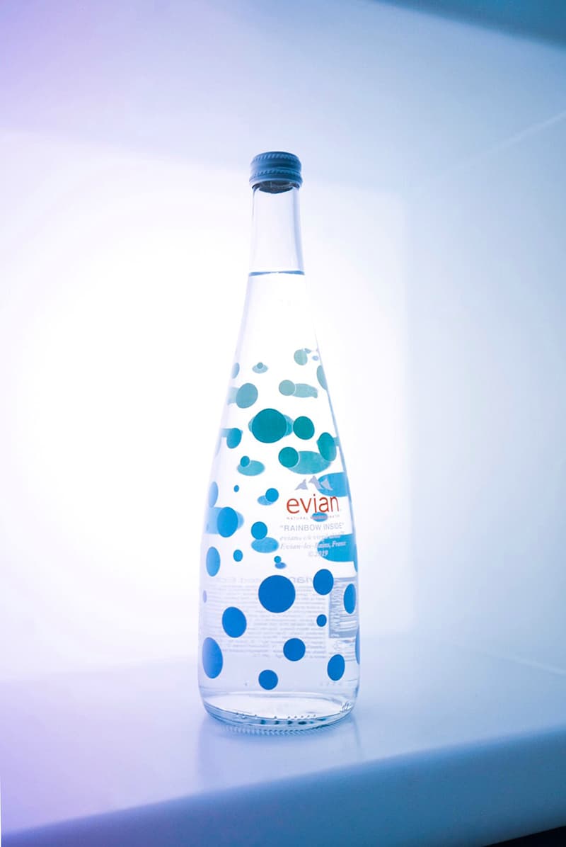 ヴァージル・アブロー エビアン virgil abloh evian water launch party one drop can make a rainbow inside bottle somos release drop buy sale france paris dj set