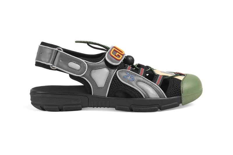 グッチ　メンズ　レザー　ハイブリッド　サンダル　Gucci Mens Leather Mesh Sandal Hybrid Sneaker Chunky Sole Unit Slingback 