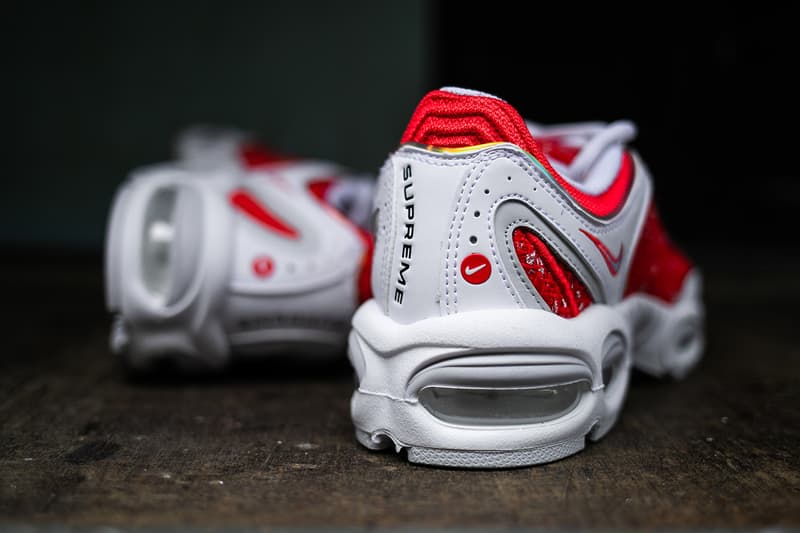 シュプリーム x ナイキ エア テイルウィンド 4 Supreme x Nike Air Tailwind IV Closer Look Sneakers Kicks Shoes Trainers Footwear Cop Purchase Buy Online Instore Soho London America New York Brooklyn Los Angeles White Black Colorway