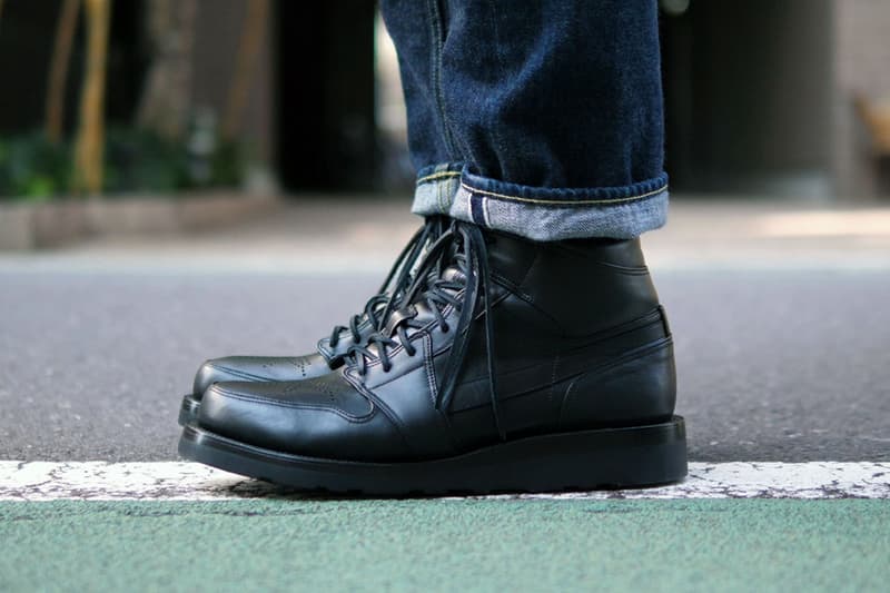 YUKETEN ユケテンがエアジョーダン 1 air jordan 1 にインスパイアされたレザーブーツを発表 yuketen meg co land jordan first boot ss19 spring summer 2019 black leather vibram sole swoosh release date info remake homage tribute