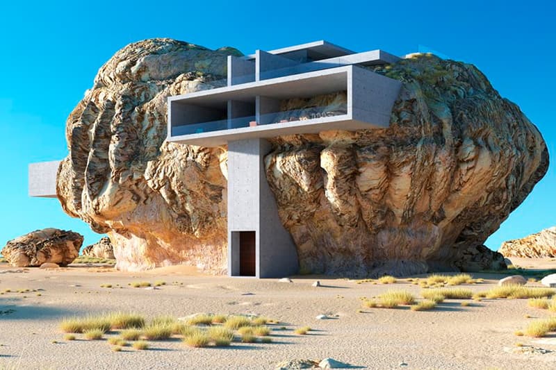 建築 デザイン アイディア 発想 3D コンセプト House Inside a Rock Amey Kandalgaonkar