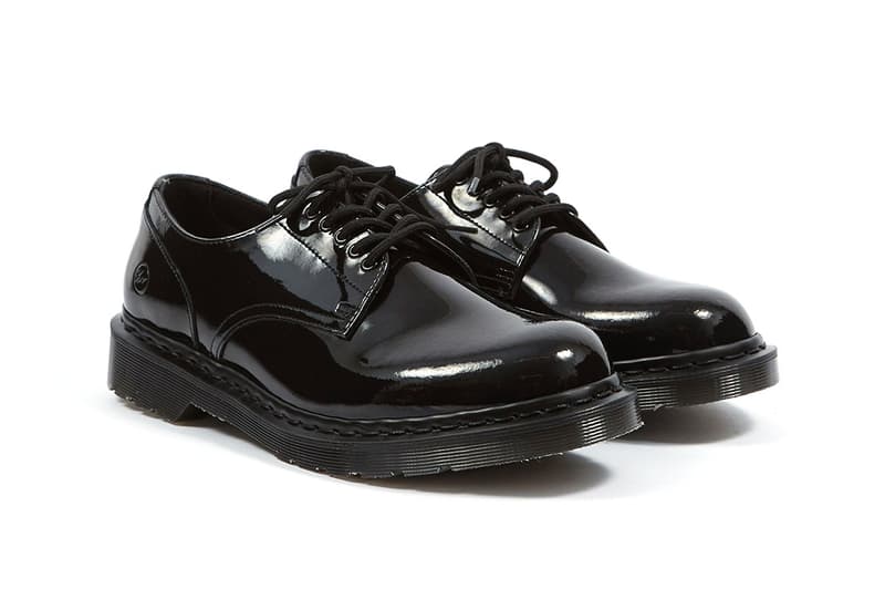 フラグメント x ドクターマーチン 藤原ヒロシ Dr Martens x fragment design Hollingborn Derby Hiroshi Fujiwara Sneaker Footwear Release Patent Leather 1461 Limited Edition Goodhood Raffle Closer Look