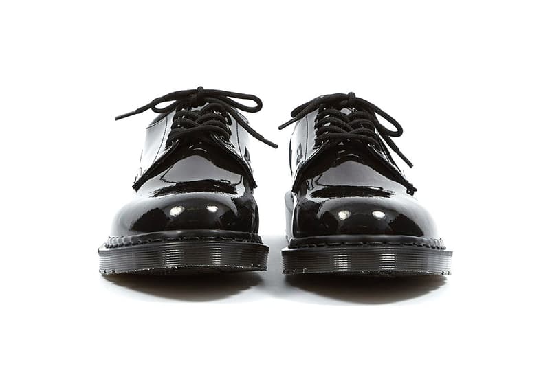 フラグメント x ドクターマーチン 藤原ヒロシ Dr Martens x fragment design Hollingborn Derby Hiroshi Fujiwara Sneaker Footwear Release Patent Leather 1461 Limited Edition Goodhood Raffle Closer Look