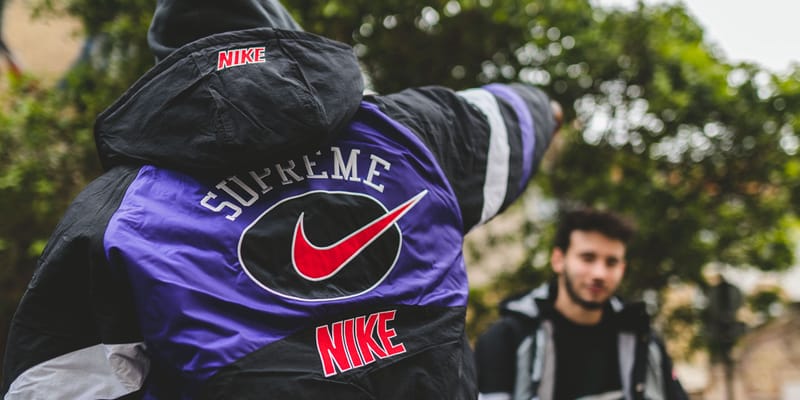 supreme nike hooded sport jacket purple