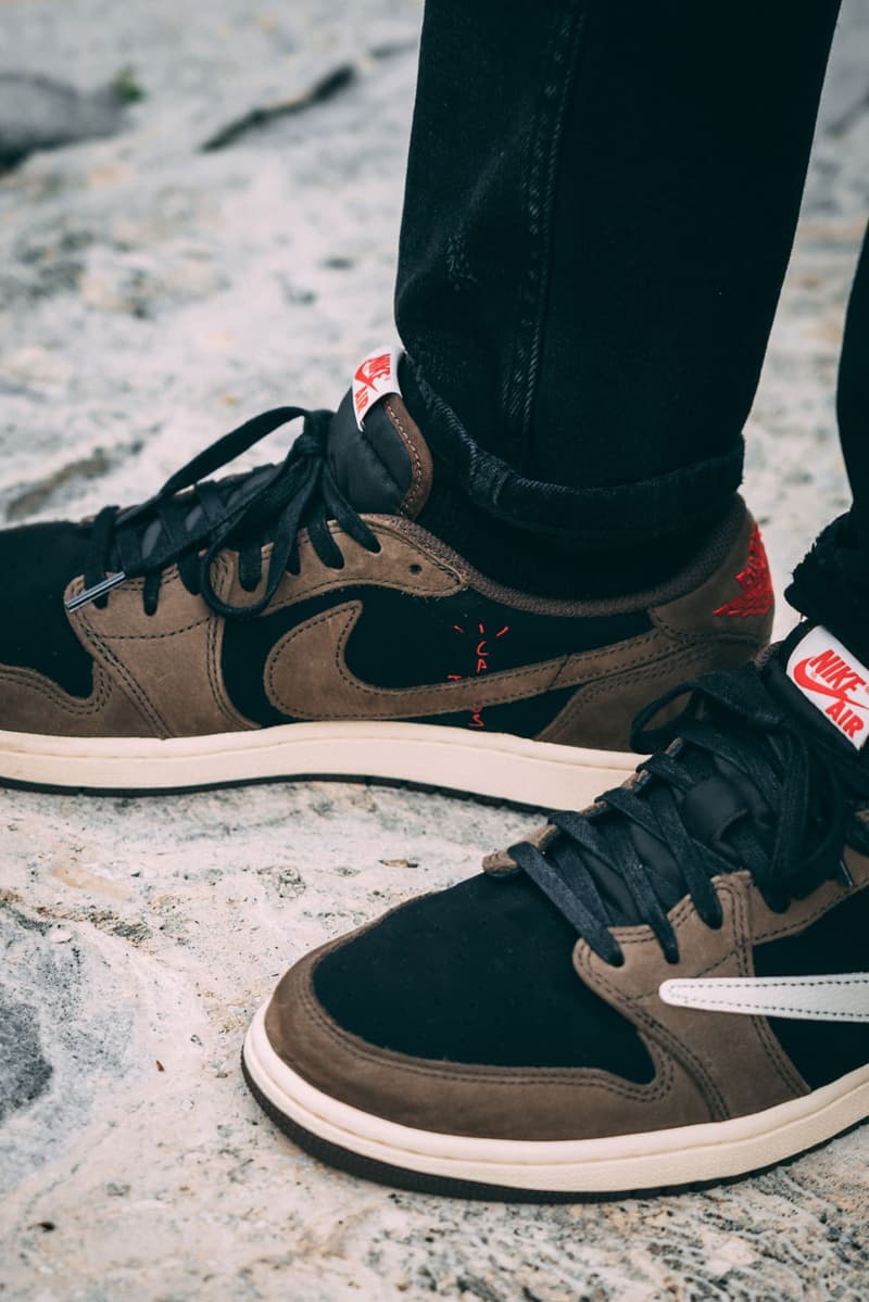 トラヴィス・スコット x ナイキによるエアジョーダン 1 Travis Scott x Air Jordan 1 Low On-Feet Closer Look Photos imagery sneaker colorway CQ4277-001 aj1