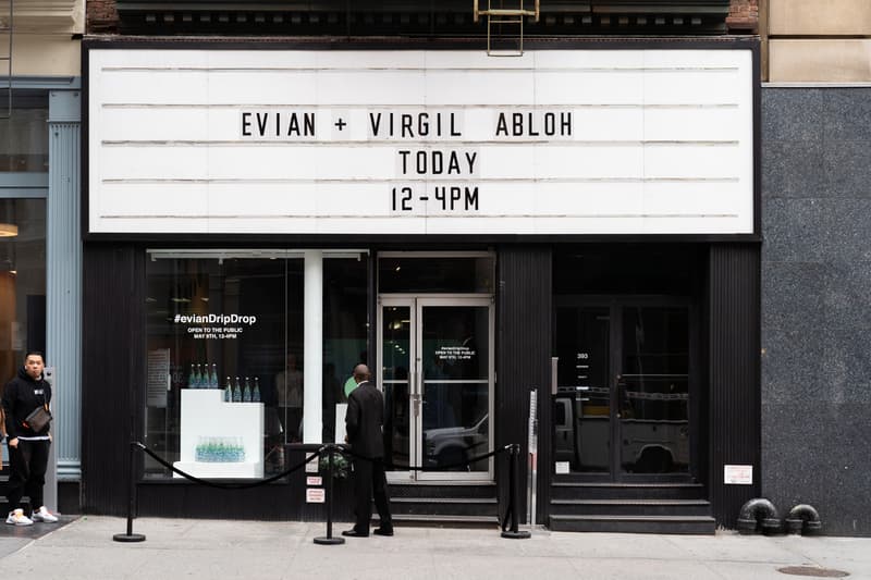 ヴァージル・アブロー エビアン コラボポップアップ Virgil Abloh x Evian "Drip Drop" Pop-Up Event, Inside Look bottles soma one drop make a rainbow exclusive raffle giveaway signed new york nyc may 9 2019