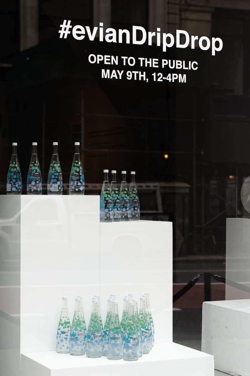 ヴァージル・アブロー エビアン コラボポップアップ Virgil Abloh x Evian "Drip Drop" Pop-Up Event, Inside Look bottles soma one drop make a rainbow exclusive raffle giveaway signed new york nyc may 9 2019