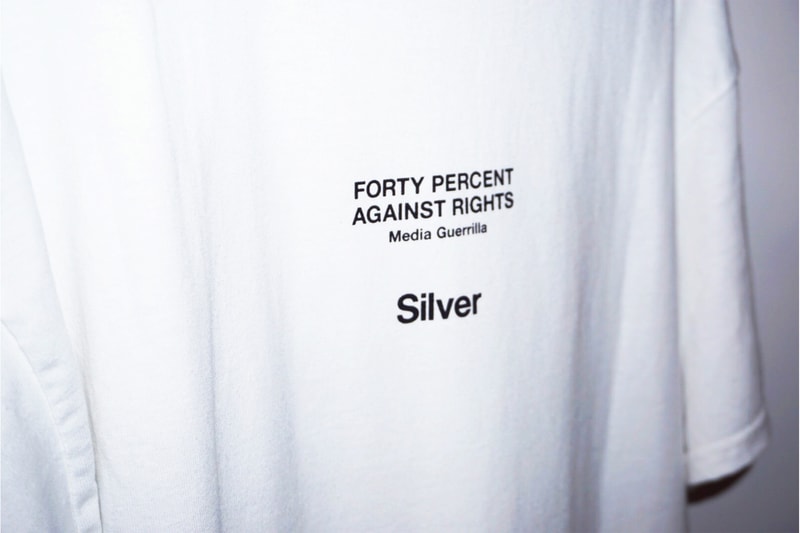 FORTY PERCENTS AGAINST RIGHTS® シルバー  フォーティーパーセント アゲインスト ライツ Silver 限定 コラボ Tシャツ バッグ 発売