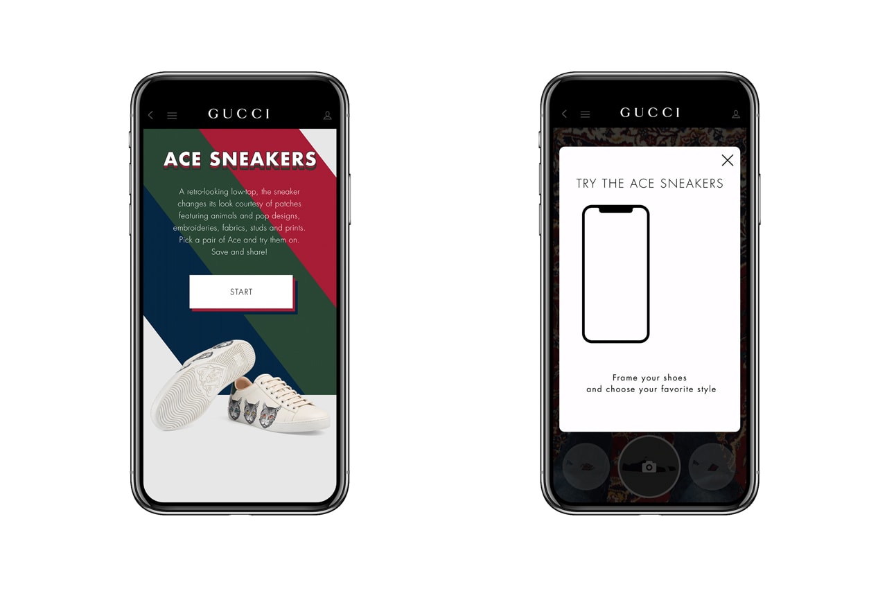 グッチがスマホをかざすだけでシューズの試着ができる AR アプリケーションを発表 gucci launches augmented reality shoe app try on ace sneaker wannaby technology partner 