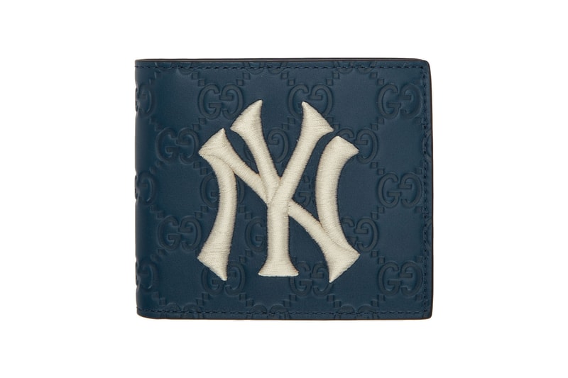 グッチ Gucci ニューヨーク ヤンキース NY Yankees Patch Wallet Blue MLB Baseball Collaboration bi fold