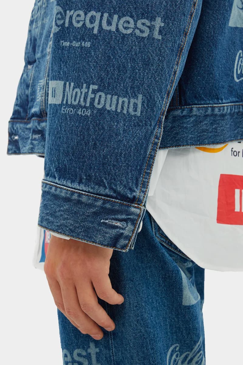 ヴェトモンから有名企業のパロディロゴをプリントしたセットアップが登場 Vetements Error-Print Denim Jacket Jeans Release Blue 2019 Spring Summer