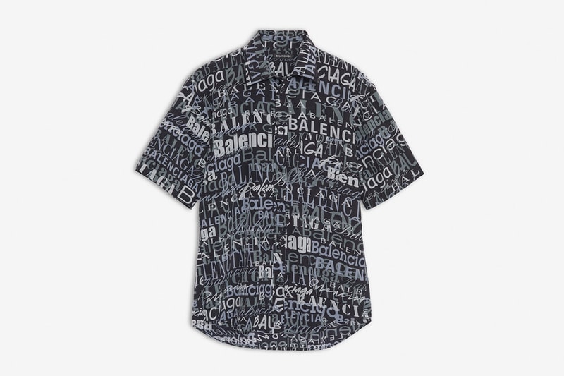 Balenciaga よりロゴをオールオーバー・プリントした新作シャツが登場 Mixed Typo Short Sleeves Shirt NOIR LAVE for Men