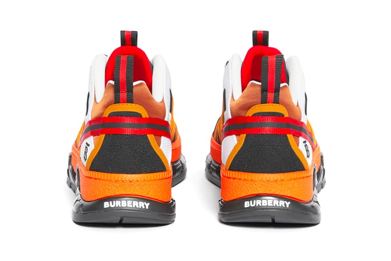 Burberry バーバリー Union ユニオン Sneakers オレンジ Orange runway Nylon Nubuck burnished leather patina made in italy リカルド ティッシ riccardo tisci British shoes footwear orange TB monogram traction progressive hi tech