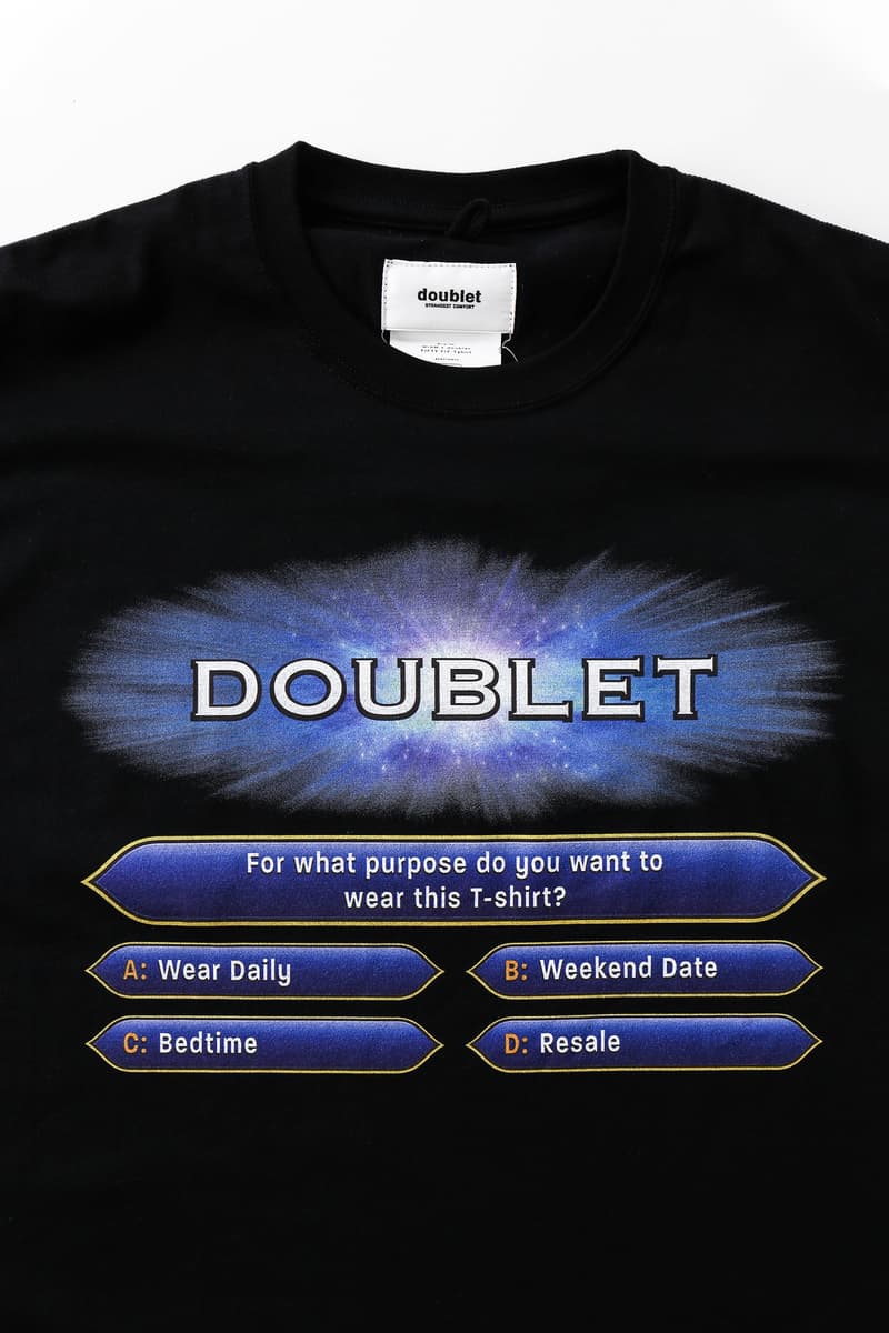 doublet wism ダブレット ウィズム クイズミリオネア コラボ Tシャツ オンライン