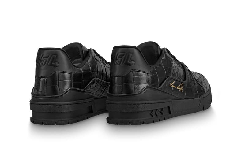 ルイ・ヴィトン ヴァージル・アブロー Louis Vuitton LV Trainer Black tonal alligator skin monogram alligator skin calf leather glossy debossed embossed 54 virgil abloh artistic director vintage basketball shoes