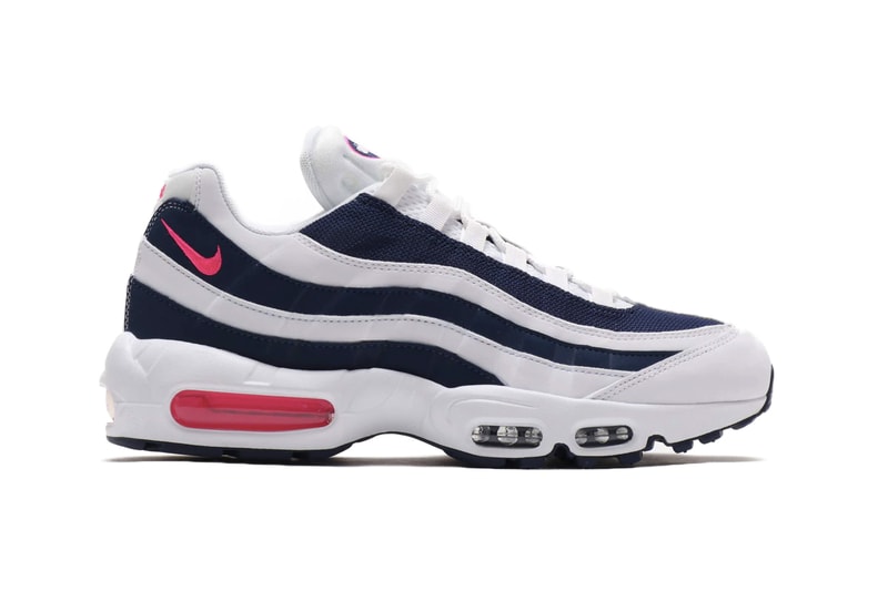 ナイキ 海の日 エアマックス95 Nike Air Max 95 Pink Blast Midnight Navy white air unit bubbles midsole 90s retro vintage footwear staple 95s stripes leather mesh sidewalls Swoosh Beaverton 