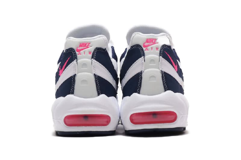 ナイキ 海の日 エアマックス95 Nike Air Max 95 Pink Blast Midnight Navy white air unit bubbles midsole 90s retro vintage footwear staple 95s stripes leather mesh sidewalls Swoosh Beaverton