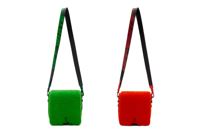 Off-White Sherpa Fleece Binder Clip Bag Release Red Green Virgil Abloh