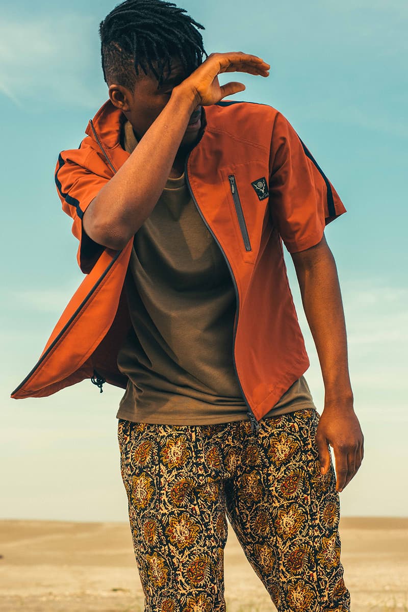 South2 West8 Spring Summer 2020 Lookbook outdoors beach weather summer hot windy wind unisex clothing NEPENTHES fishing paisley 