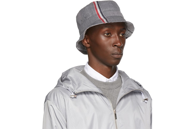 トムブラウン バケットハット ウール ストライプ シグネチャー 秋冬 新作 コレクション Thom Browne dropped bucket hats twill woven wool tricolour striped signature 2019 fall winter ssense 