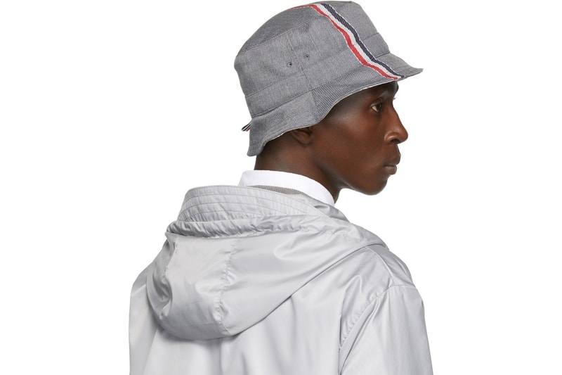 トムブラウン バケットハット ウール ストライプ シグネチャー 秋冬 新作 コレクション Thom Browne dropped bucket hats twill woven wool tricolour striped signature 2019 fall winter ssense