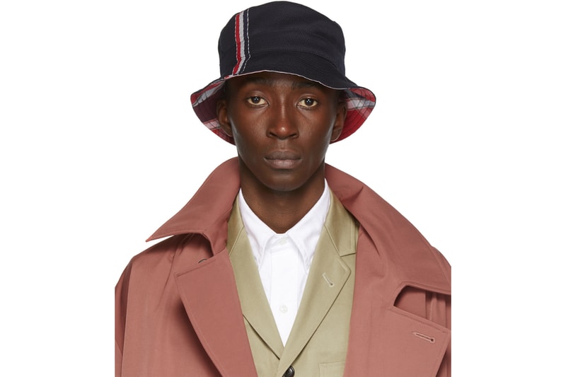 トムブラウン バケットハット ウール ストライプ シグネチャー 秋冬 新作 コレクション Thom Browne dropped bucket hats twill woven wool tricolour striped signature 2019 fall winter ssense 