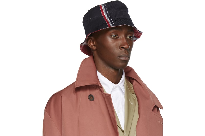 トムブラウン バケットハット ウール ストライプ シグネチャー 秋冬 新作 コレクション Thom Browne dropped bucket hats twill woven wool tricolour striped signature 2019 fall winter ssense