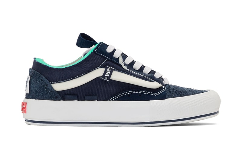 ヴァンズ オールド スクール Vans Old Skool Cap LX Dress Blue True White Racing Red Deconstructed pack american skate shoes foam upside down foxing logo side stripes skateboarding