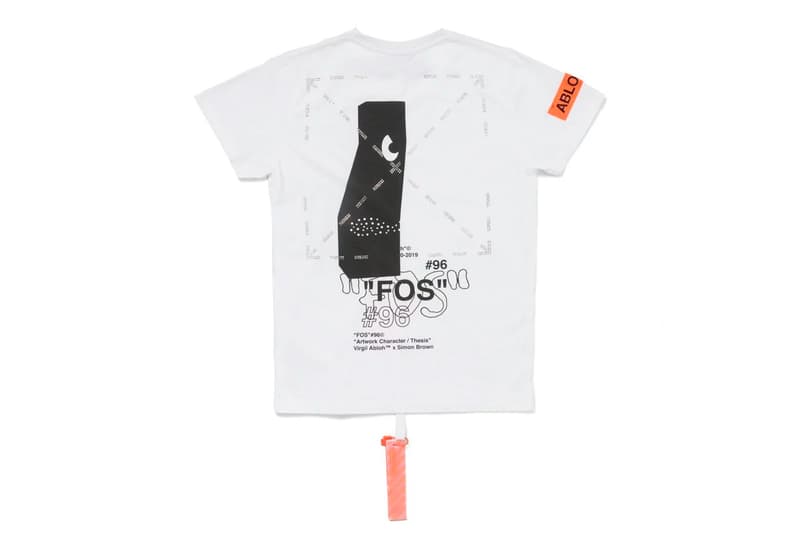 Virgil Abloh x Simon Brown MCA Chicago Apparel release info drop date price stockist museum of contemporary art "FIGURES OF SPEECH" exhibition off-white pyrex FOS # blue hoodie tees t-shirts
