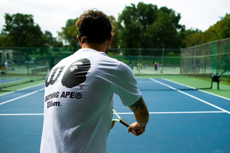BAPE ベイプ  A BATHING APE®️ ア・ベイシング・エイプ  Wilson ウィルソン Tennis テニス カプセル コレクション Capsule Collection 機能性 tシャツ high performance Racket Visors Caps キャップ Wrist Bands Head Bands T-Shirts Camouflage Black Red
