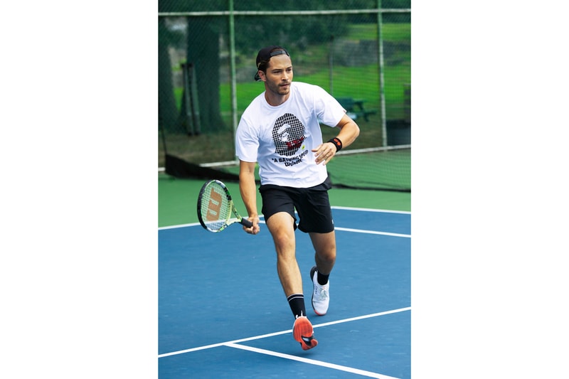 BAPE ベイプ  A BATHING APE®️ ア・ベイシング・エイプ  Wilson ウィルソン Tennis テニス カプセル コレクション Capsule Collection 機能性 tシャツ high performance Racket Visors Caps キャップ Wrist Bands Head Bands T-Shirts Camouflage Black Red