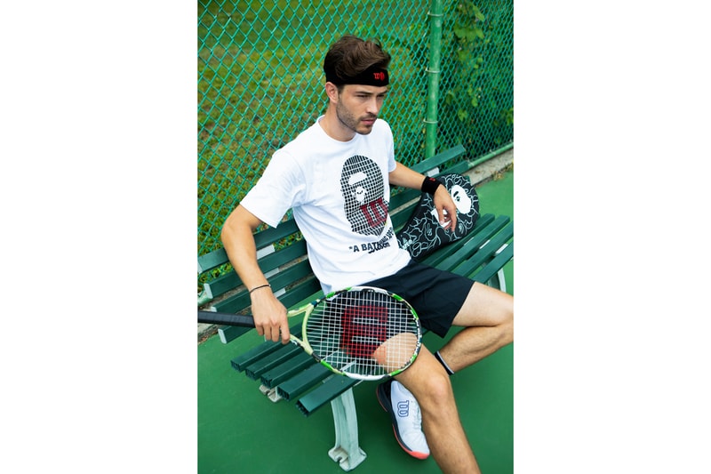 BAPE ベイプ  A BATHING APE®️ ア・ベイシング・エイプ  Wilson ウィルソン Tennis テニス カプセル コレクション Capsule Collection 機能性 tシャツ high performance Racket Visors Caps キャップ Wrist Bands Head Bands T-Shirts Camouflage Black Red