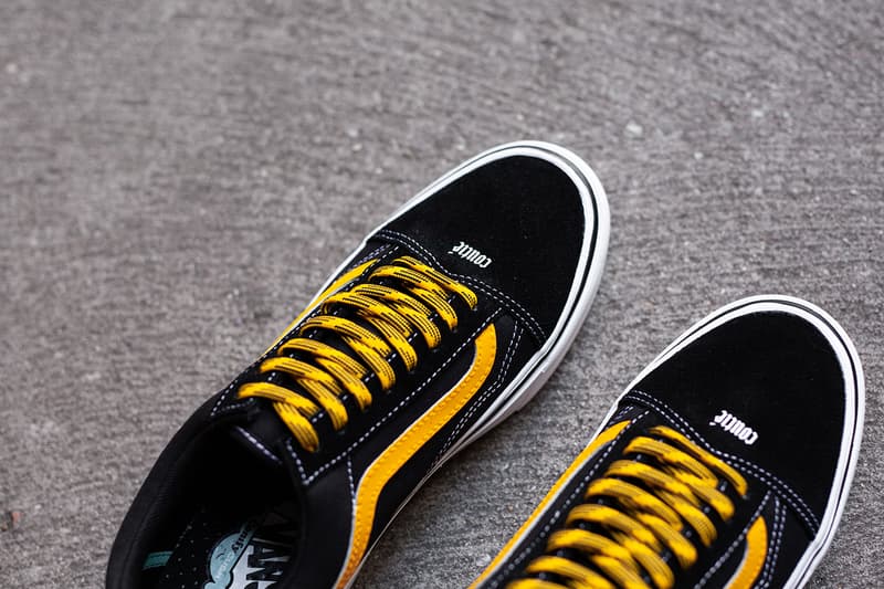 Coutié x Vans Old Skool "Old C Logo" Black White Yellow Sneaker Release Information Limited Edition ComfyCush Technology Jazz Stripe License Plate Waffle Sole Unit Vulcanized Footwear Skateboarding California Shoe 