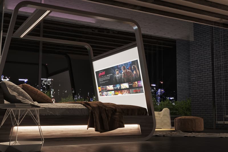 Hi-Interiors ハイインテリアズ App Enabled Smart スマートベッド Bed Built In スクリーン プロジェクター 映画 ネットフリックス Projector Sound System Speakers HiBed Movies TV Music Health Lighting Lounge Entertainment