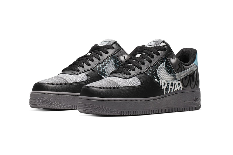 Nike Air Force 1 07 Premium Off Noir Pure Platinum face doodles art outsole midsole teal transparent rubber swoosh air unit cushioning footwear sneakers