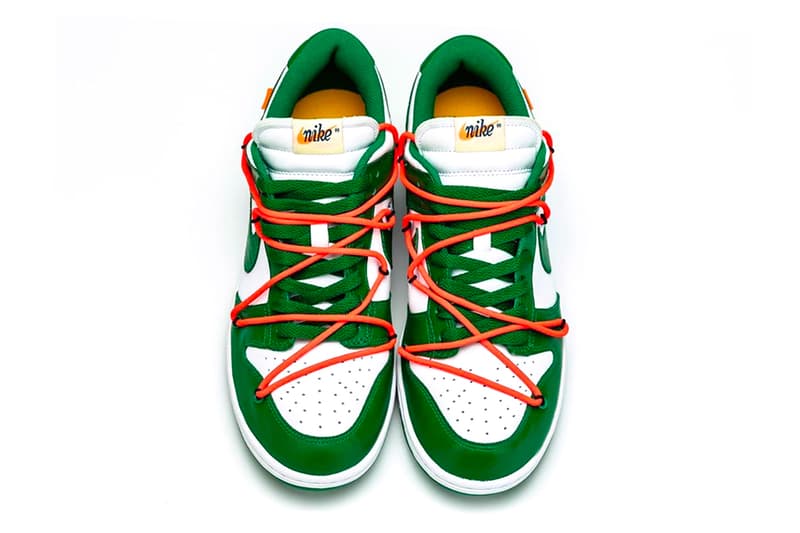 オフホワイト x ナイキ ダンク ヴァージル・アブロー Off White Nike Dunk Low Pine Green Detailed Look Virgil Abloh Release info Date White 2019 images
