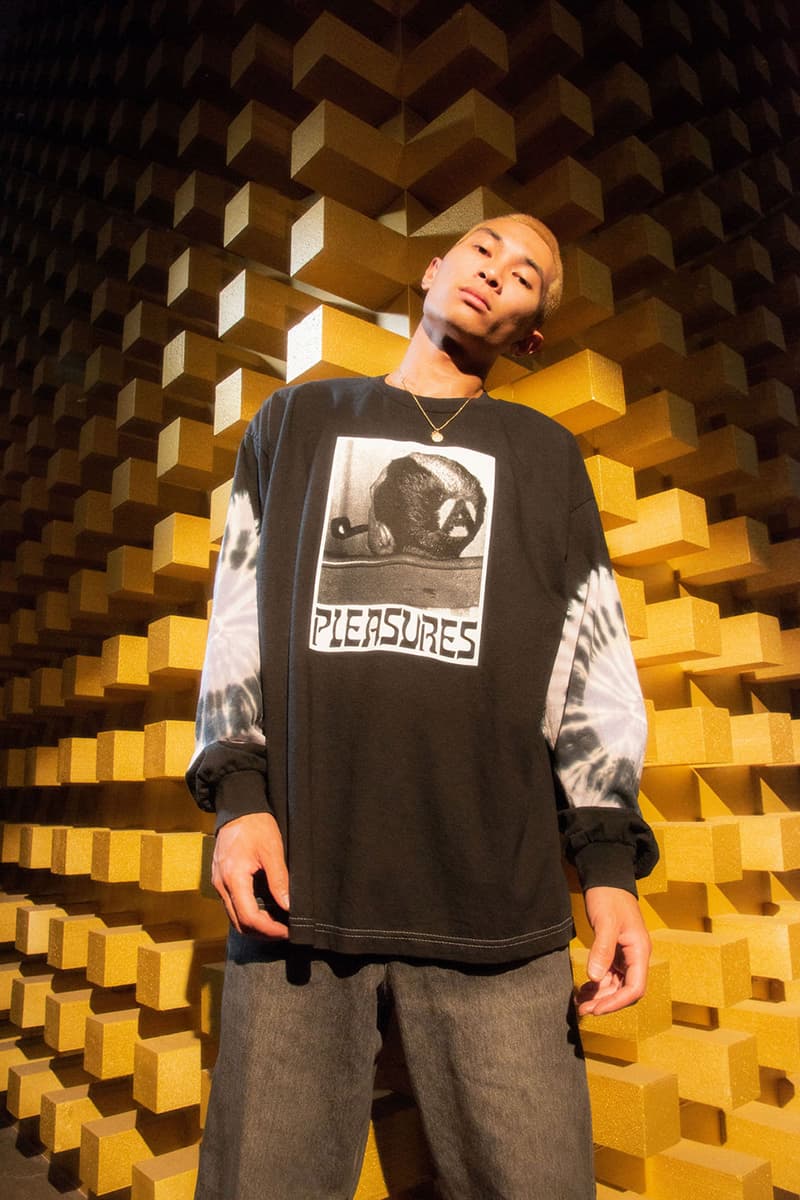 プレジャーズ PLEASURES 2019年秋冬 ルックブック Fall Winter 2019 Collection information overload sherpa fleece jacket graphic t shirts tees hoodies sweaters cardigans shorts alex james