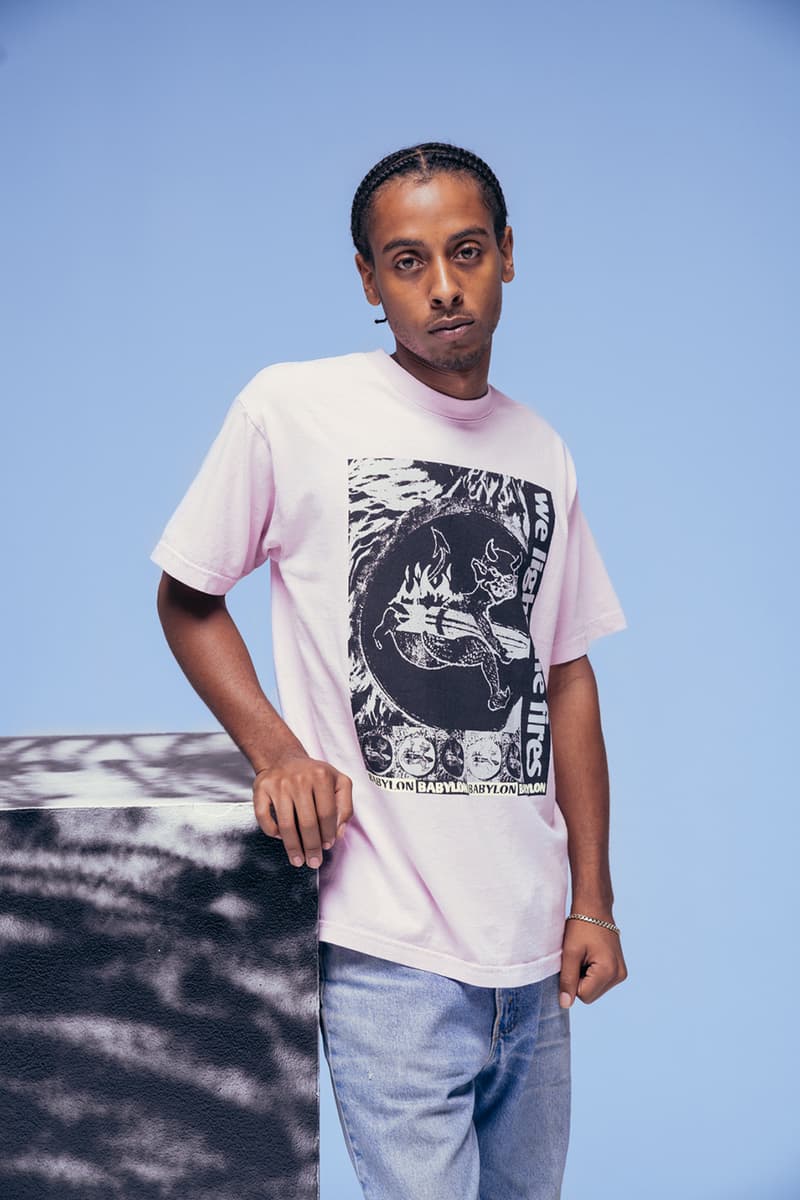 バビロンLA Babylon LA Fall/Winter 2019 Lookbook Collection Cut & Sew heavy plaid jacket tie dye knit sweater tricolor rugby half zip anorak Drop 1