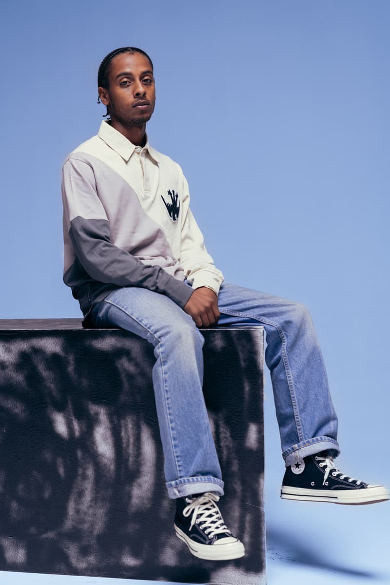 バビロンLA Babylon LA Fall/Winter 2019 Lookbook Collection Cut & Sew heavy plaid jacket tie dye knit sweater tricolor rugby half zip anorak Drop 1